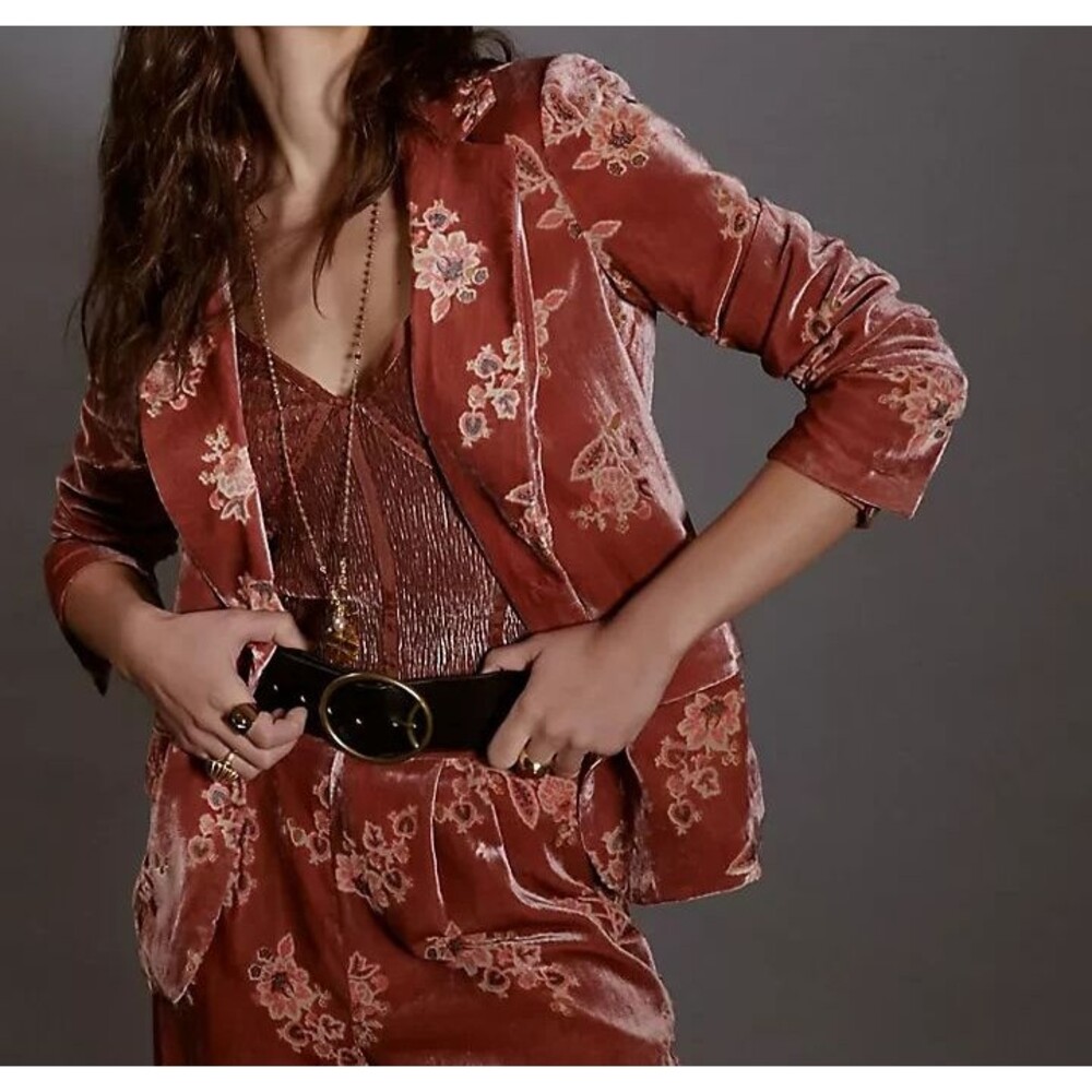 Anthropologie Hutch Burnout Velvet Floral Blazer Women XL Jacket Career NEW